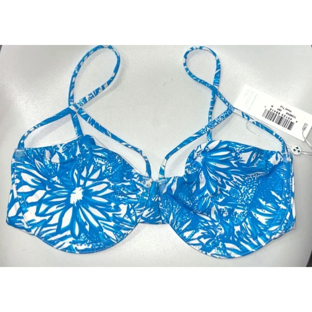 Frankies Bikinis NWT Women's Hazel Top size M Underwire Blue